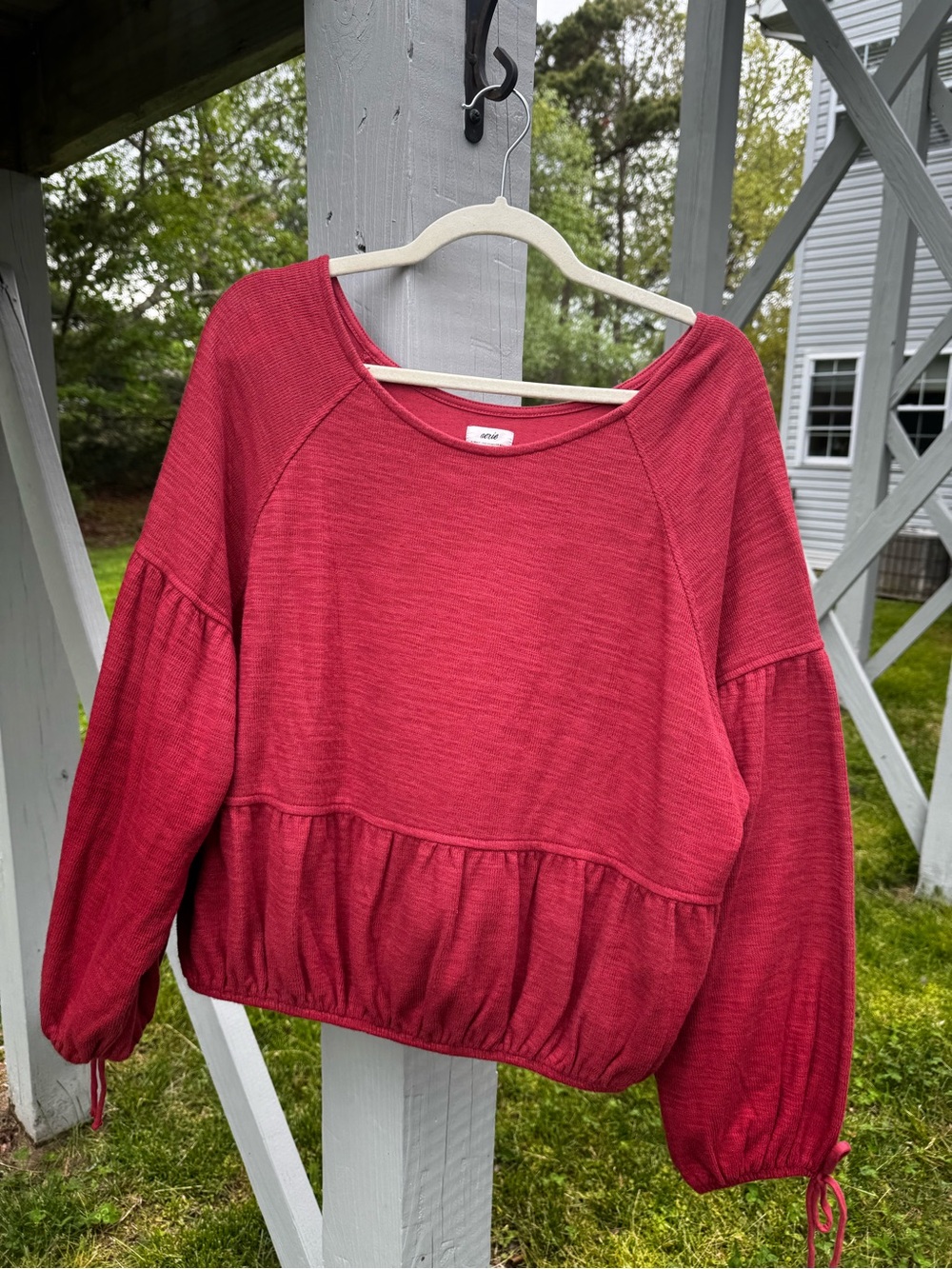 AERIE Red Peplum Sweatshirt